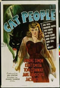222 CAT PEOPLE ('42) paperbacked 1sheet
