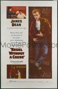 1054 REBEL WITHOUT A CAUSE linenbacked one-sheet movie poster '55 James Dean