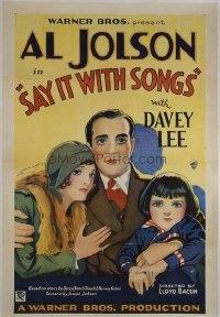 1003 SAY IT WITH SONGS linenbacked one-sheet movie poster '29 Al Jolson, Davey Lee